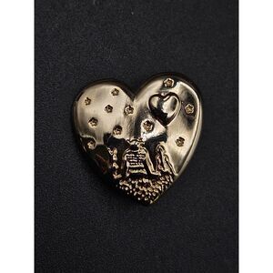 Vintage Shrek Fiona & Donkey Heart Shaped Dreamwork's Brooch Gold Tone